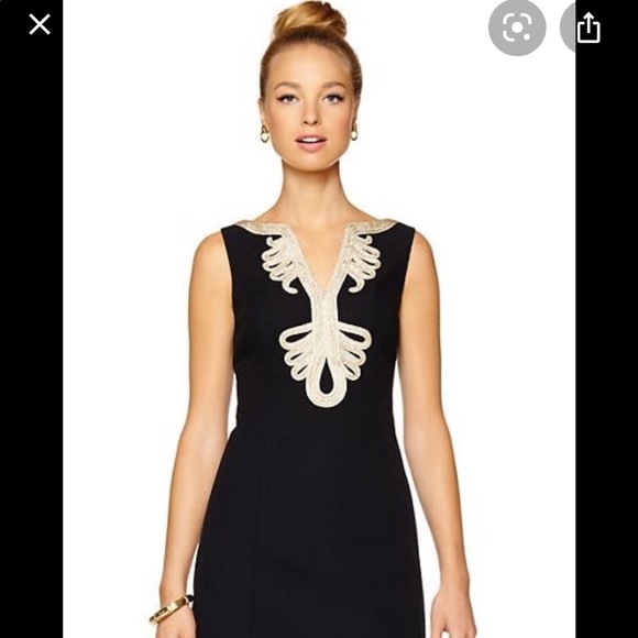 Lilly Pulitzer Dresses & Skirts - Lilly Pulitzer Janice Shift Dress Black/Gold